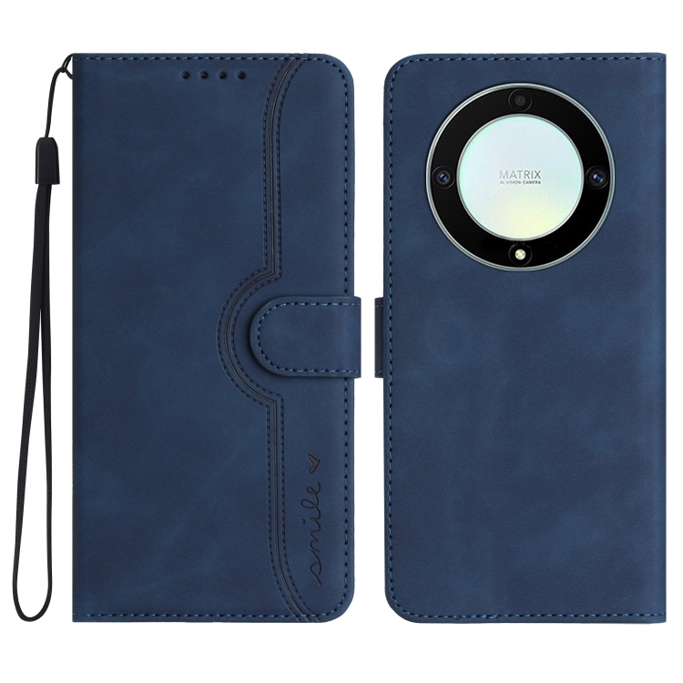 

For Honor X40 Heart Pattern Skin Feel Leather Phone Case(Royal Blue)