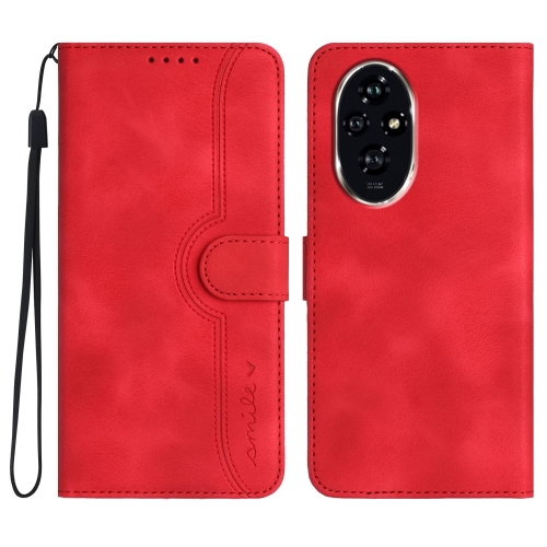 

For Honor 200 Heart Pattern Skin Feel Leather Phone Case(Red)