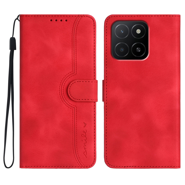 

For Honor X6c 4G / X5b / X5b Plus Global Heart Pattern Skin Feel Leather Phone Case(Red)