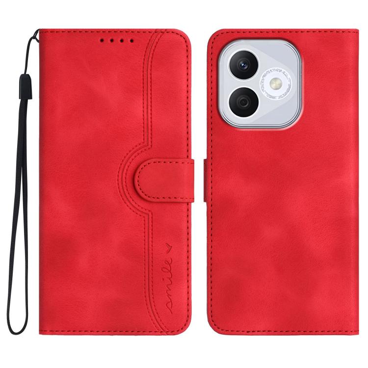 

For Honor 400 Lite Global Heart Pattern Skin Feel Leather Phone Case(Red)