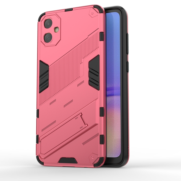 

For Samsung Galaxy A05 4G Punk Armor 2 in 1 PC + TPU Shockproof Phone Case with Invisible Holder(Light Red)