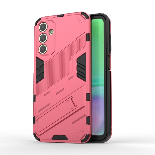 

For Samsung Galaxy A15 Punk Armor 2 in 1 PC + TPU Shockproof Phone Case with Invisible Holder(Light Red)