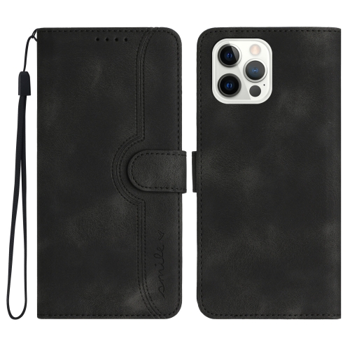 

For iPhone 15 Pro Max Heart Pattern Skin Feel Leather Phone Case(Black)