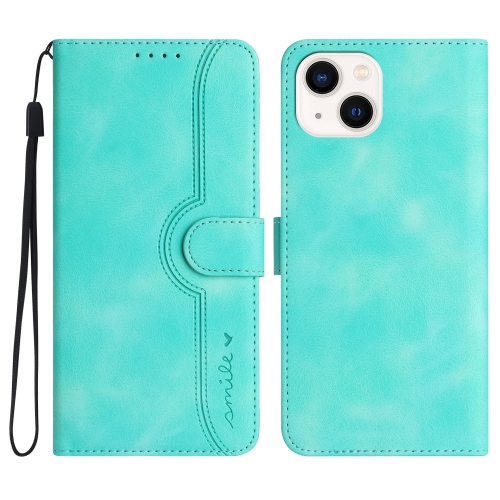 

For iPhone 15 Plus Heart Pattern Skin Feel Leather Phone Case(Light Blue)