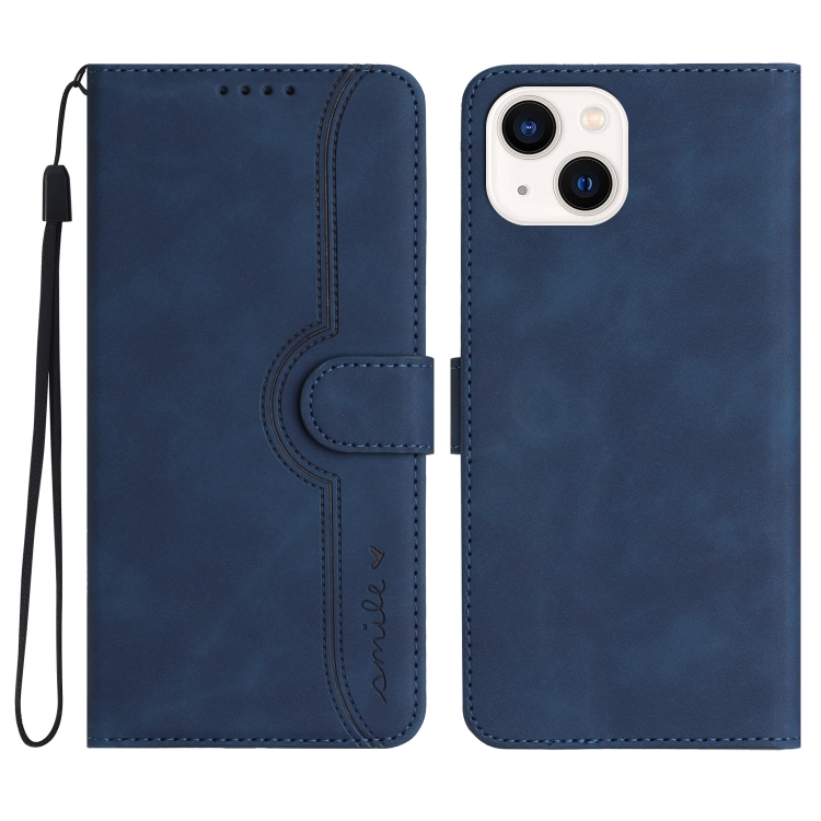 

For iPhone 15 Heart Pattern Skin Feel Leather Phone Case(Royal Blue)