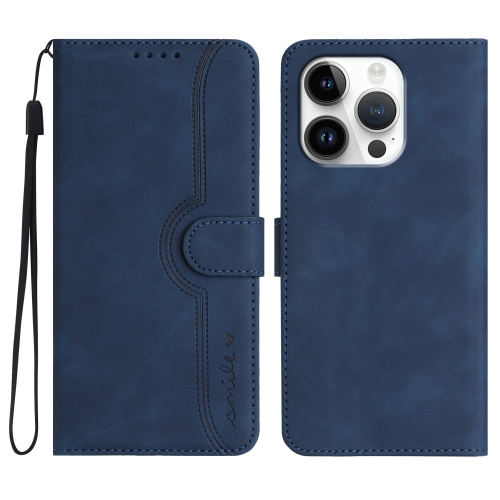 

For iPhone 16 Pro Heart Pattern Skin Feel Leather Phone Case(Royal Blue)