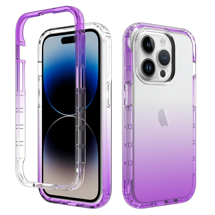 

For iPhone 15 Pro Shockproof Clear Gradient PC + TPU Phone Case(Purple)