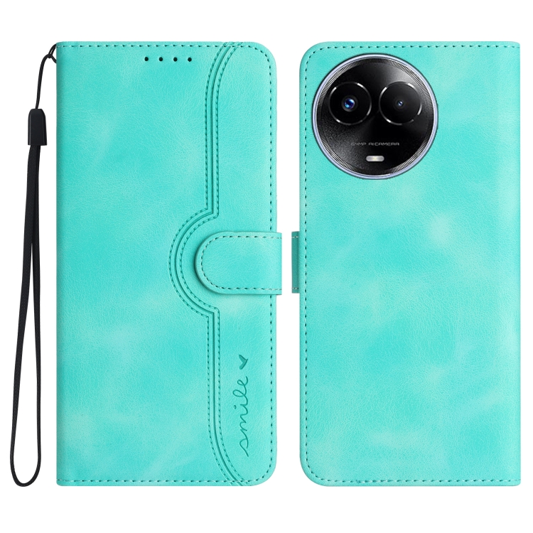

For Realme 11 Heart Pattern Skin Feel Leather Phone Case(Light Blue)