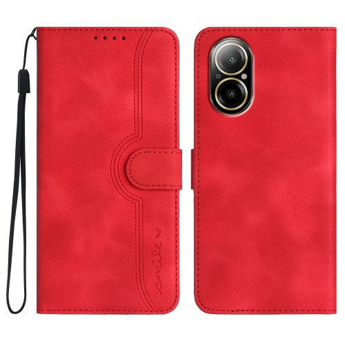 

For Realme C67 4G Global Heart Pattern Skin Feel Leather Phone Case(Red)