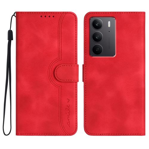 

For Realme C75 Global Heart Pattern Skin Feel Leather Phone Case(Red)