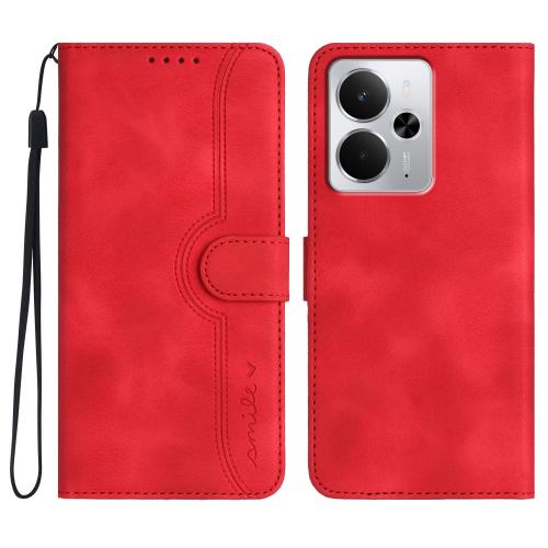 

For Realme 14 / P3 5G Global Heart Pattern Skin Feel Leather Phone Case(Red)