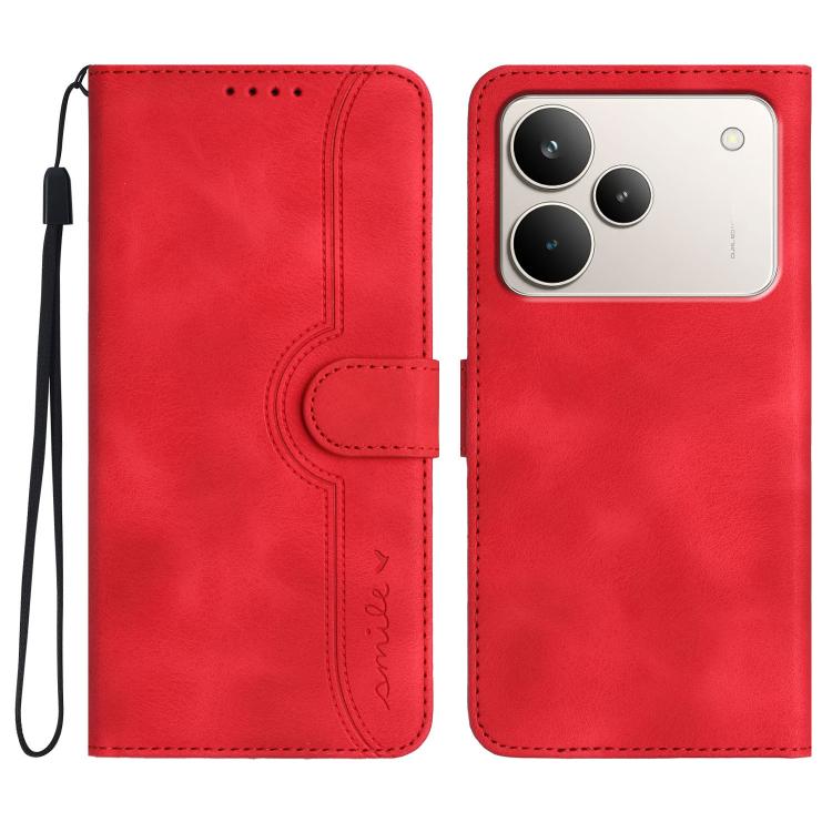 

For Realme P4 Pro 5G Heart Pattern Skin Feel Leather Phone Case(Red)