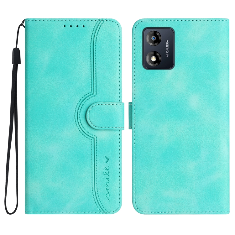

For Motorola Moto E13 Heart Pattern Skin Feel Leather Phone Case(Light Blue)