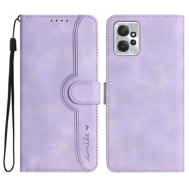 

For Motorola Moto G Power 2023 Heart Pattern Skin Feel Leather Phone Case(Purple)