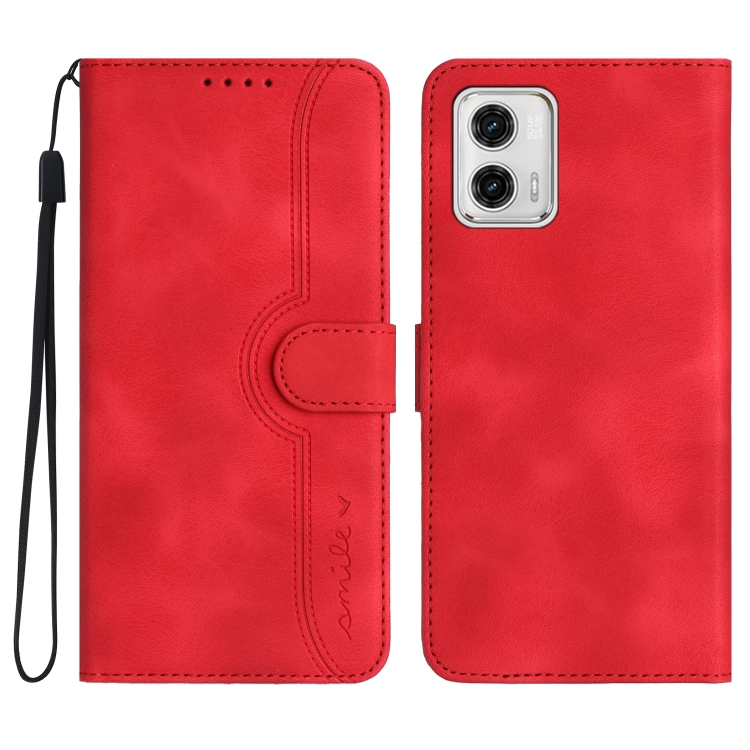 

For Motorola Moto G53 / G13 / G23 Heart Pattern Skin Feel Leather Phone Case(Red)