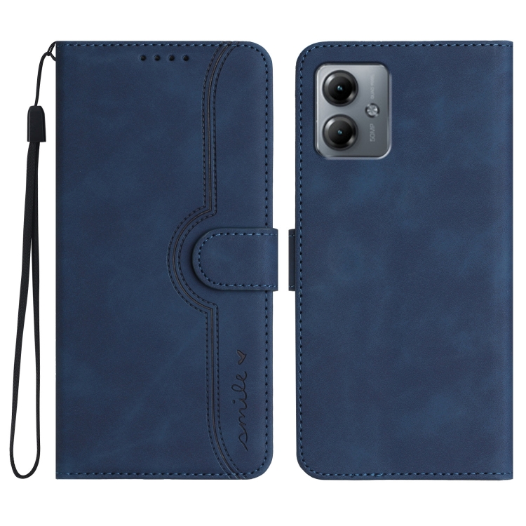 

For Motorola Moto G14 Heart Pattern Skin Feel Leather Phone Case(Royal Blue)