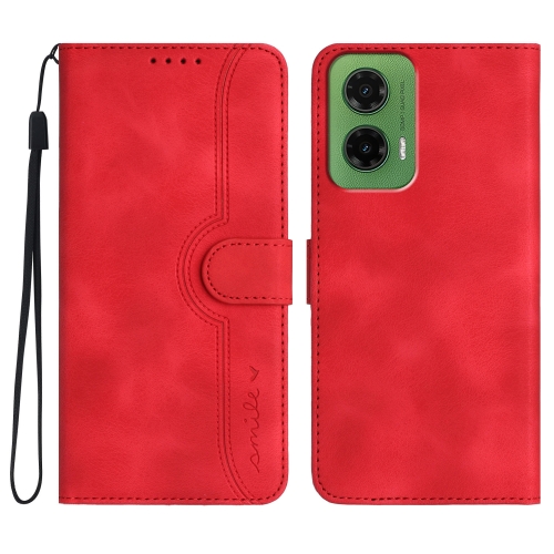 

For Motorola Moto G35 Heart Pattern Skin Feel Leather Phone Case(Red)