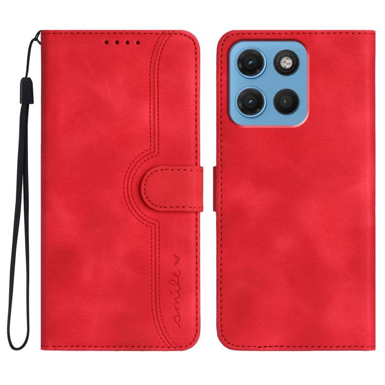 For Motorola Moto G Max / G87 / G77 / G67 Heart Pattern Skin Feel Leather Phone Case(Red)