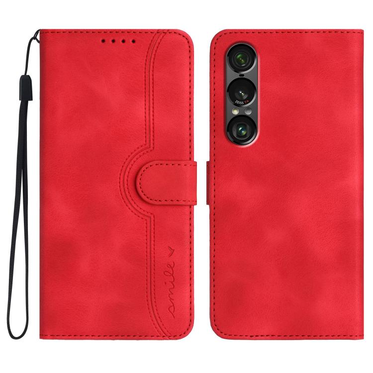 

For Sony Xperia 1 VII Heart Pattern Skin Feel Leather Phone Case(Red)