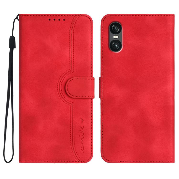 

For Sony Xperia 10 VII Heart Pattern Skin Feel Leather Phone Case(Red)