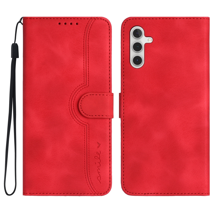 

For Samsung Galaxy M34 Heart Pattern Skin Feel Leather Phone Case(Red)