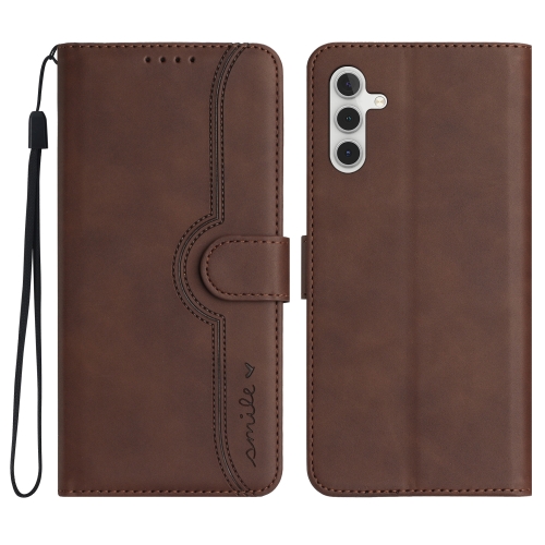 

For Samsung Galaxy M34 Heart Pattern Skin Feel Leather Phone Case(Brown)