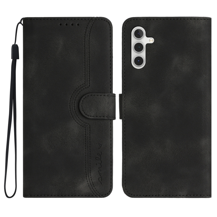 

For Samsung Galaxy M34 Heart Pattern Skin Feel Leather Phone Case(Black)
