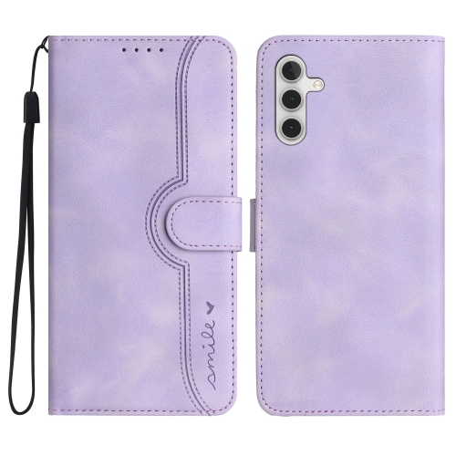 

For Samsung Galaxy M34 Heart Pattern Skin Feel Leather Phone Case(Purple)