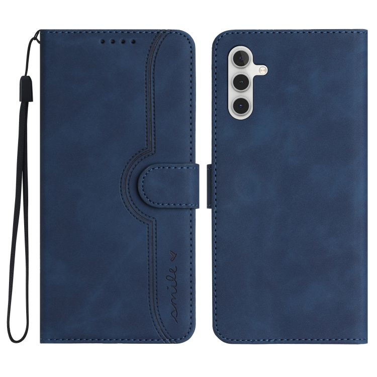 

For Samsung Galaxy M34 Heart Pattern Skin Feel Leather Phone Case(Royal Blue)