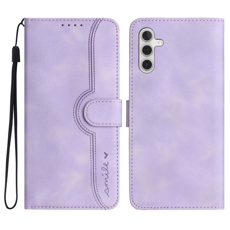 

For Samsung Galaxy M54 Heart Pattern Skin Feel Leather Phone Case(Purple)