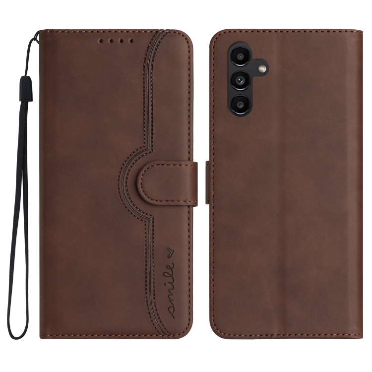 

For Samsung Galaxy A25 Heart Pattern Skin Feel Leather Phone Case(Brown)