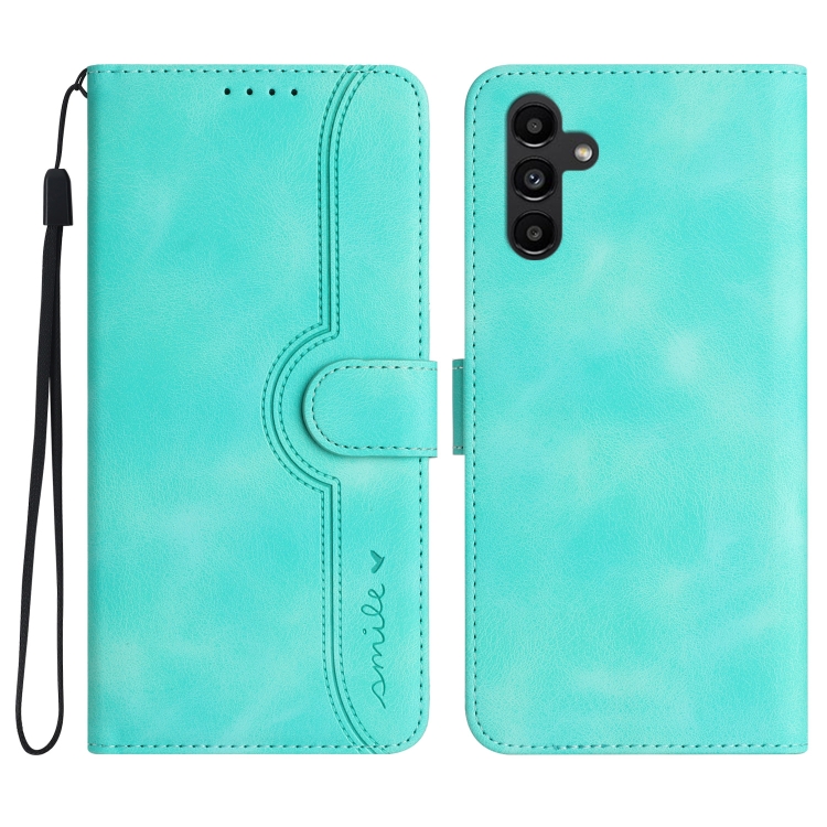

For Samsung Galaxy A25 Heart Pattern Skin Feel Leather Phone Case(Light Blue)