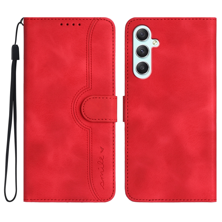 

For Samsung Galaxy A35 Heart Pattern Skin Feel Leather Phone Case(Red)