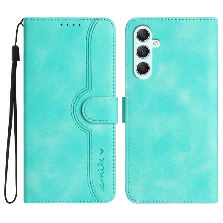 

For Samsung Galaxy A35 Heart Pattern Skin Feel Leather Phone Case(Light Blue)