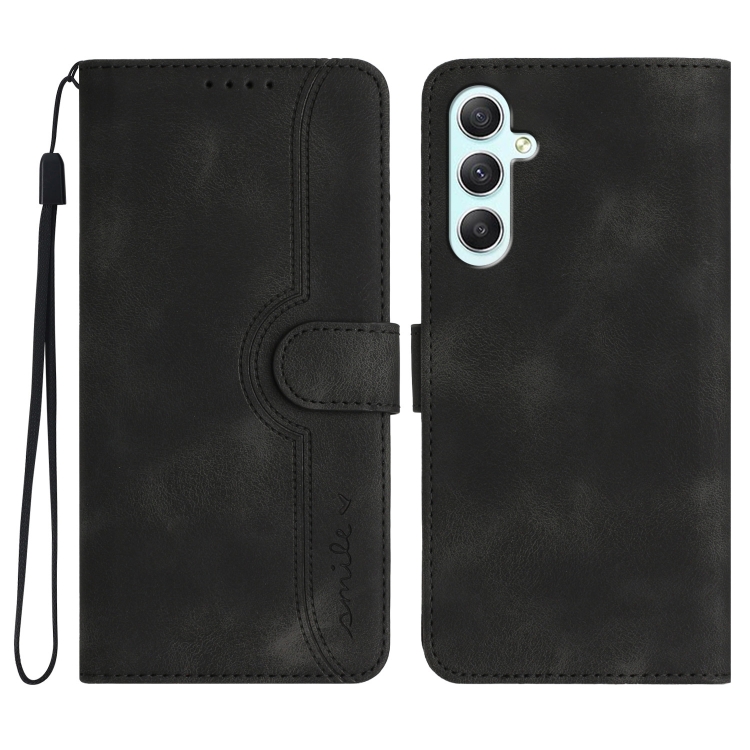 

For Samsung Galaxy A35 Heart Pattern Skin Feel Leather Phone Case(Black)