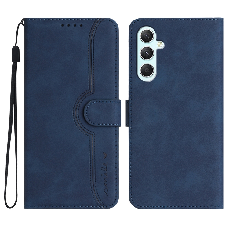 

For Samsung Galaxy A35 Heart Pattern Skin Feel Leather Phone Case(Royal Blue)