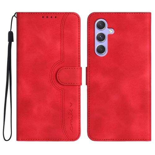 

For Samsung Galaxy A55 Heart Pattern Skin Feel Leather Phone Case(Red)