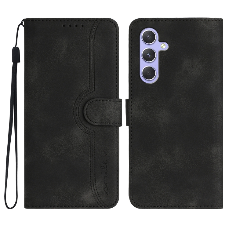 

For Samsung Galaxy A55 Heart Pattern Skin Feel Leather Phone Case(Black)
