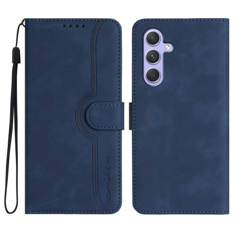 

For Samsung Galaxy A55 Heart Pattern Skin Feel Leather Phone Case(Royal Blue)