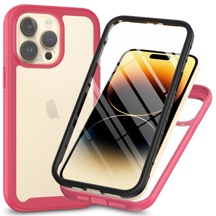 

For iPhone 15 Pro Starry Sky Solid Color Series PC + TPU Phone Case with PET Film(Pink)