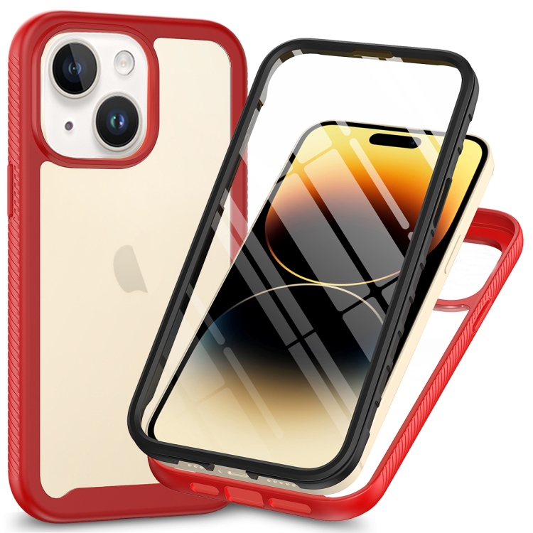 

For iPhone 15 Starry Sky Solid Color Series PC + TPU Phone Case with PET Film(Red)