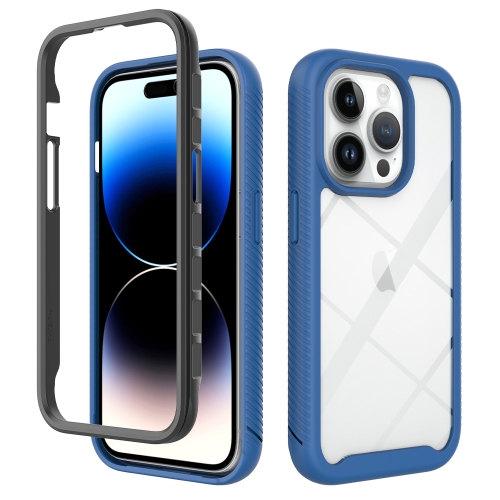 

For iPhone 15 Pro Starry Sky Solid Color Shockproof TPU Clear PC Phone Case(Dark Blue)