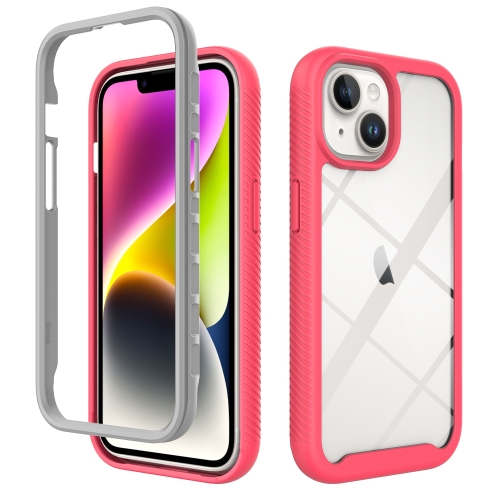 

For iPhone 15 Starry Sky Solid Color Shockproof TPU Clear PC Phone Case(Pink)