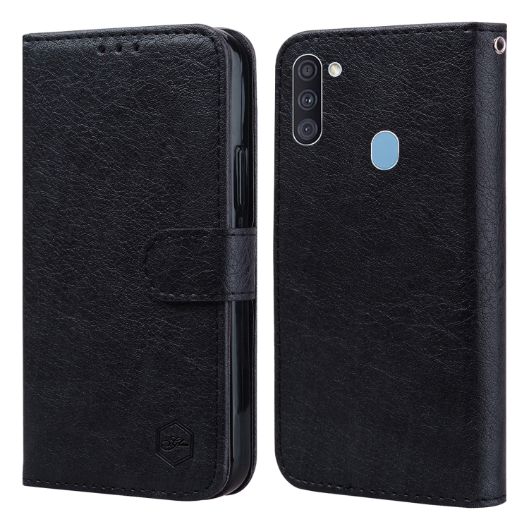 

For Samsung Galaxy A11 Skin Feeling Oil Leather Texture PU + TPU Phone Case(Black)