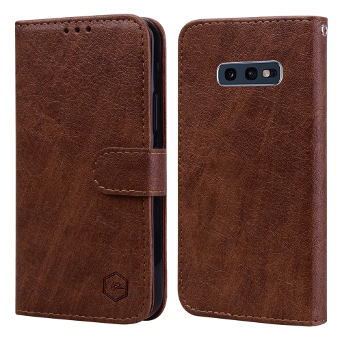 

For Samsung Galaxy S10E Skin Feeling Oil Leather Texture PU + TPU Phone Case(Brown)