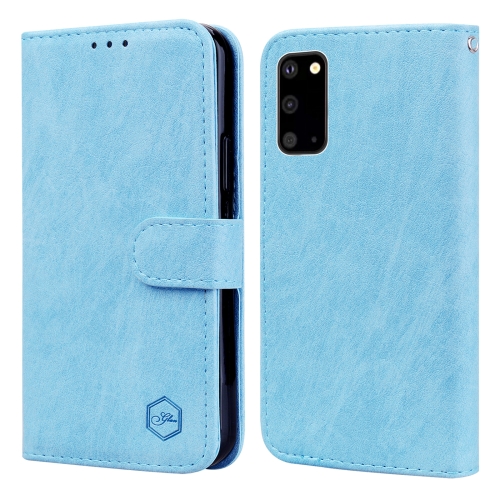 

For Samsung Galaxy S20 Skin Feeling Oil Leather Texture PU + TPU Phone Case(Light Blue)