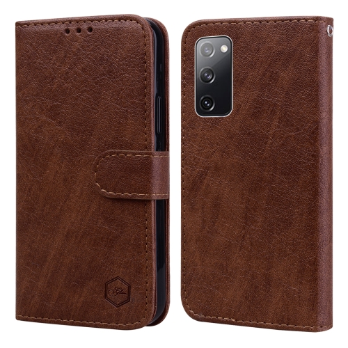 For Samsung Galaxy S20 FE 4G / 5G Skin Feeling Oil Leather Texture PU + TPU Phone Case(Brown) watch box 3 slots dark brown leather watches storage for case watch for case organizer jewelry display for case for men dropship