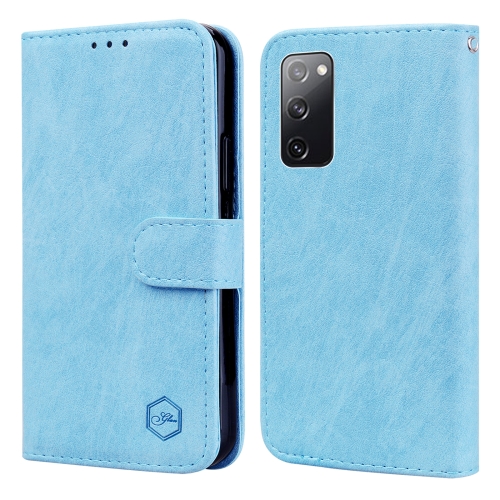 

For Samsung Galaxy S20 FE 4G / 5G Skin Feeling Oil Leather Texture PU + TPU Phone Case(Light Blue)