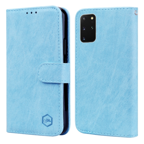 

For Samsung Galaxy S20+ Skin Feeling Oil Leather Texture PU + TPU Phone Case(Light Blue)