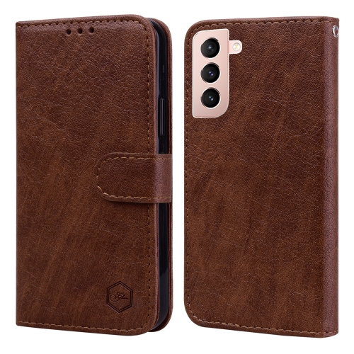 

For Samsung Galaxy S21+ Skin Feeling Oil Leather Texture PU + TPU Phone Case(Brown)